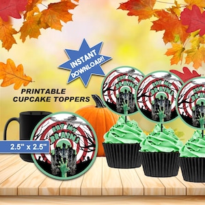ZOMBIE CUPCAKE TOPPER, Halloween Oder Geburtstag, Druckbare Datei, Sofort Download, Wicked Cool!!!