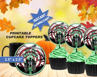 ZOMBIE CUPCAKE TOPPERS, Halloween Or Birthday, Printable File, Instant Download, Wicked Cool!!!