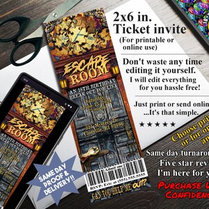 ESCAPE ROOM Geburtstagskarten-Einladung, printable einladen oder online verwenden, lustige Nacht heraus!!!