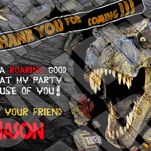 Von Jurassic Park inspirierte Dankeskarte - Printable oder Online Nutzung - Coole Dinosaurier Karte!!! Mein Shop hat passende Einladungs- und Cupcaketoppers !!!)