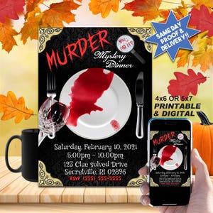 MURDER MYSTERY DINNER, printable Einladung oder Online-Nutzung, mysteriös und Spaß!!!