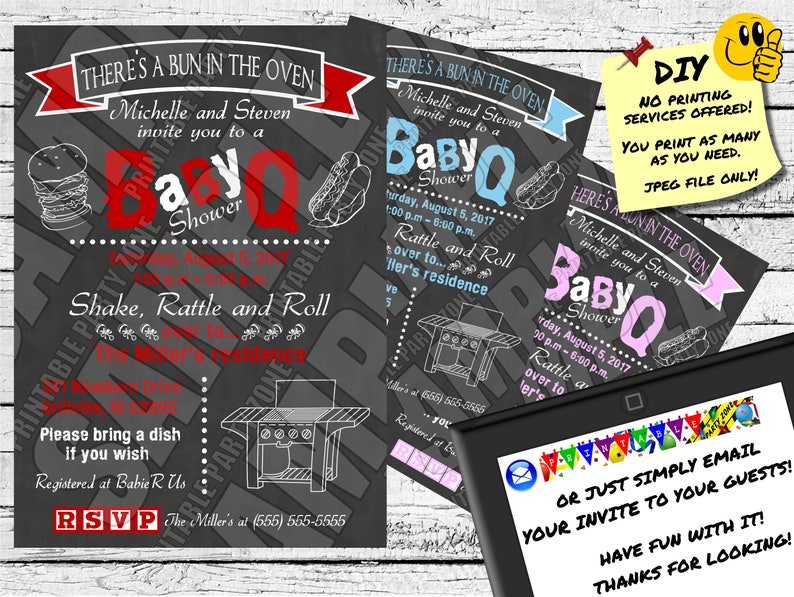 Baby Shower Bbq Chalkboard Invitation Diy Printable Invite Etsy Baby Shower Bbq Chalkboard Invitation Diy Printable Invite Etsy