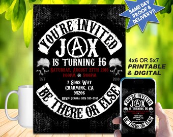 BIKER MOTORCYCLE style birthday invitation, Printable Invite or Online Use, Wicked Cool for a birthday or bike run!!!