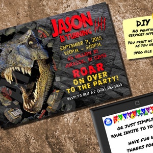 Jurassic Park Invite Billet Danniversaire Imprimable Adresse Etsy
