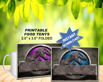DINOSAUR PARK Food Tents (Blank), Instant Download, DIY Printable, Double Sided, You Get Both Colors!! (Check my shop for matching invite)