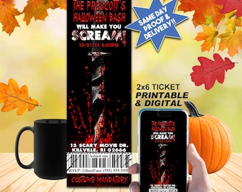 SLASHER KILLER Ticket Invitation, Personalized, Printable Invite Or Online Use, Any Style Party, SAME Day Turnaround, Scary and Cool!!!
