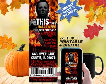 HALLOWEEN Ticket Invitation, Printable or online use text or email, Personalized Invite, Scary and Creepy!!!