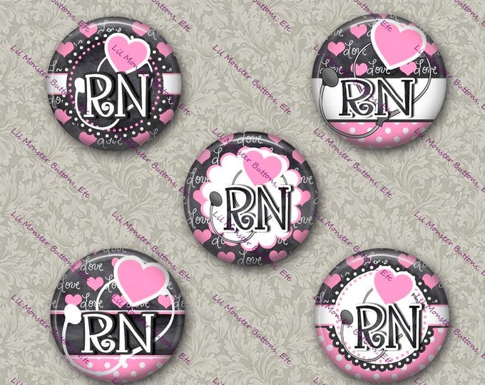 Set of 5 Buttons - RN Chalkboard Pink - Please Read Description