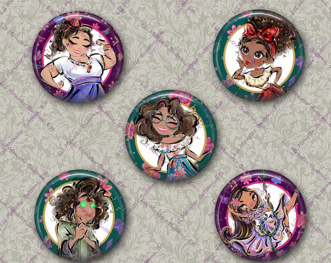 Set of 5 Buttons - Encanto 2 Inspired- PLEASE READ DESCRIPTION