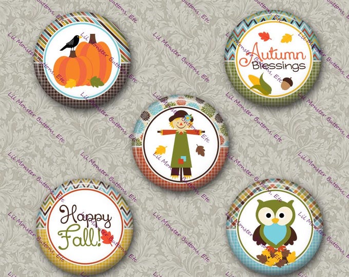 Set of 5 Buttons - Autumn Blessings - PLEASE READ DESCRIPTION