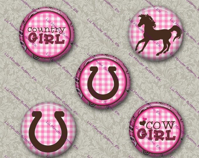 Set of 5 Buttons - Cowgirl 1- Please Read Description
