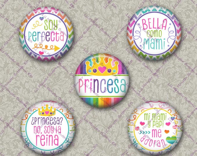 Set of 5 Buttons - Princesa - Please Read Description