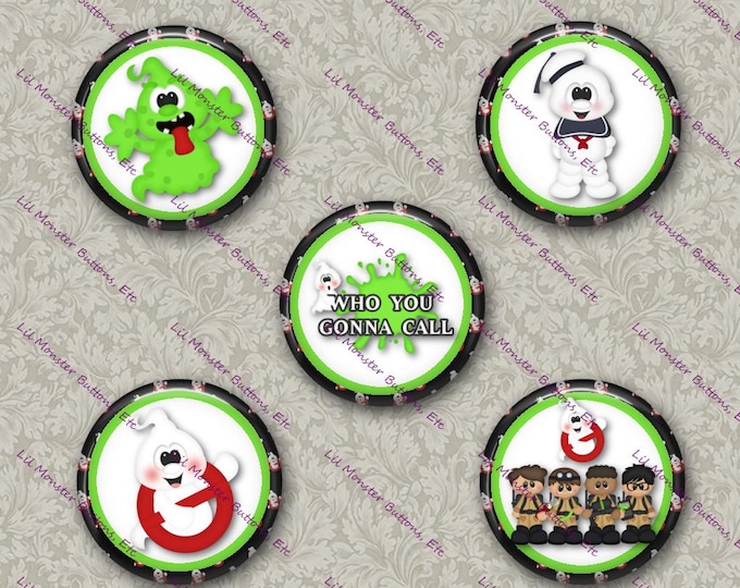 Set of 5 Buttons - Ghostbusters Inspired - PLEASE READ DESCRIPTION