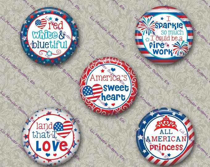 Set of 5 Buttons - America's Sweetheart - Please Read Description