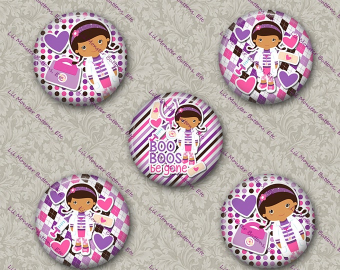 Set of 5 Buttons - doc mcstuffins Inspired