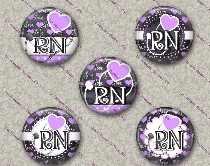 Set of 5 Buttons - RN Chalkboard Purple - Please Read Description