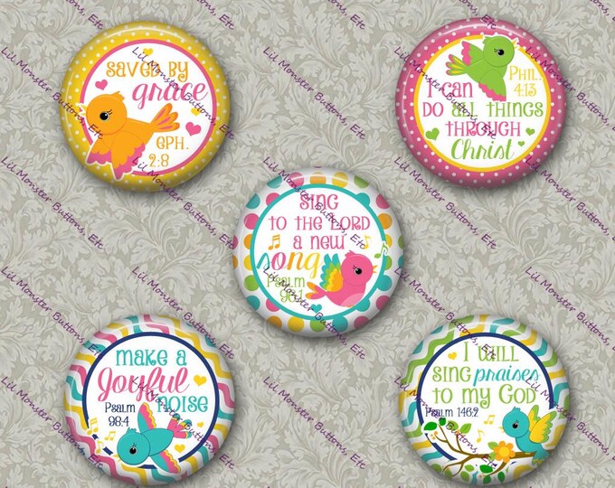 Set of 5 Buttons - Joyful Noise -Please Read Description
