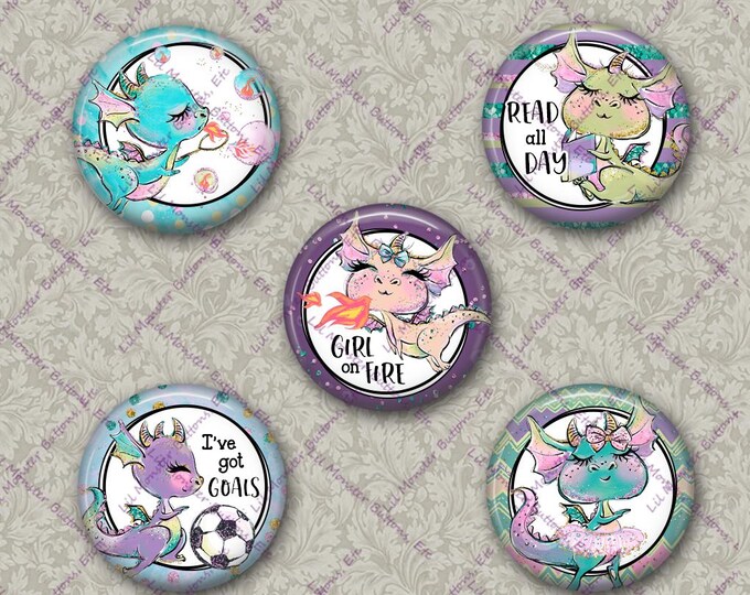 Set of 5 Buttons - Girl on Fire - Please Read Description