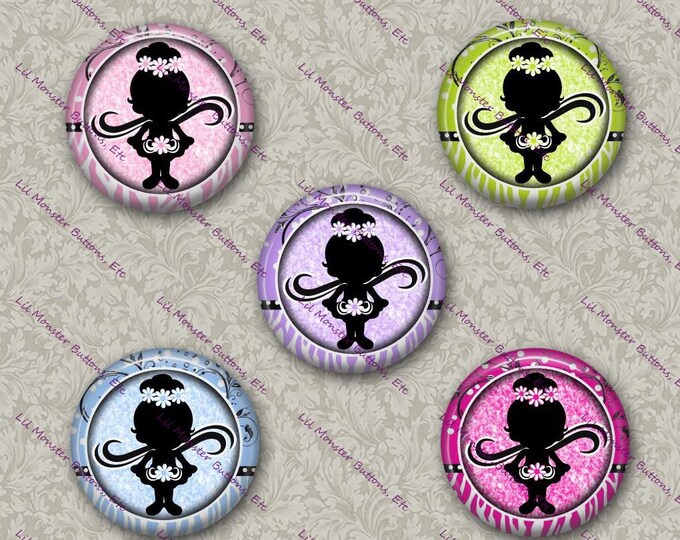 Set of 5 Buttons - Ballerina Silhouette1 - Please Read Description