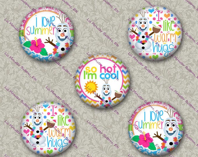 Set of 5 Buttons - Summer Olaf Inspired - PLEASE READ DESCRIPTION