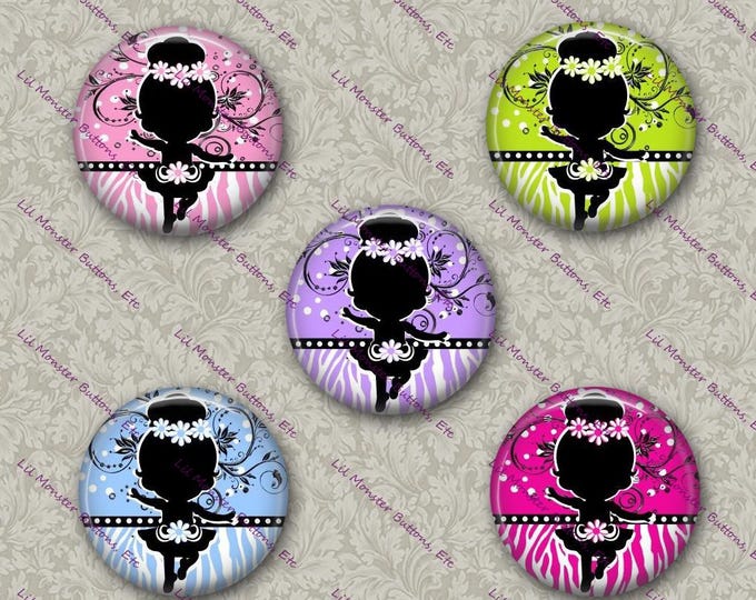 Set of 5 Buttons - Ballerina Silhouette 2 - Please Read Description