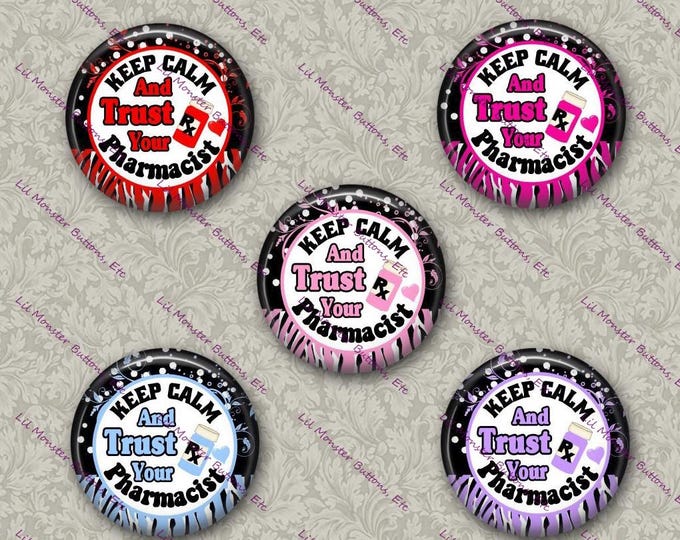 Set of 5 Buttons - Pharmacist 1 - PLEASE READ DESCRIPTION
