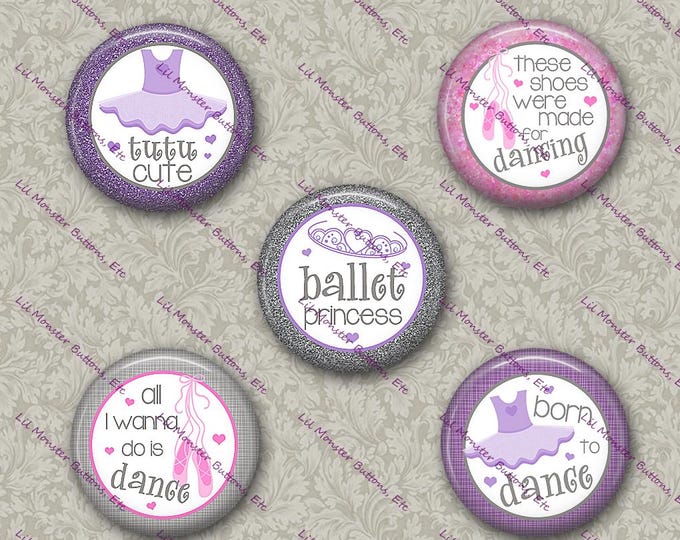 Set of 5 Buttons - Ballet Princess - Please Read Description