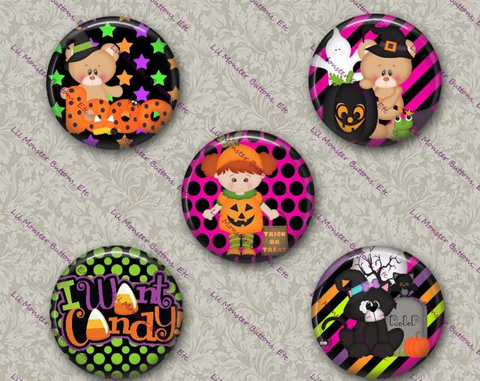 Set of 5 Buttons - I Want Candy - Please Read Description
