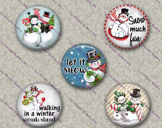 Set of 5 Buttons - Let It Snow - PLEASE READ DESCRIPTION