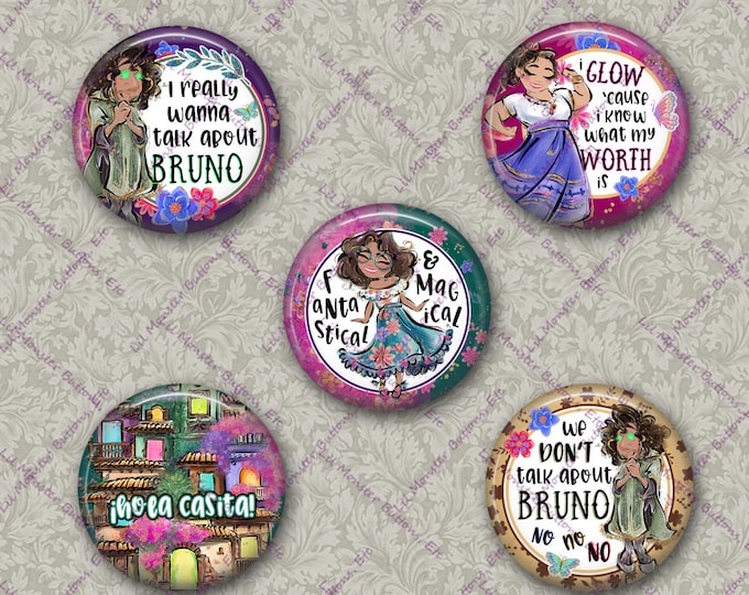 Set of 5 Buttons - Encanto 1 Inspired- PLEASE READ DESCRIPTION