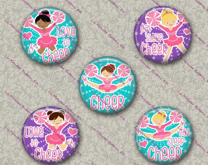 Set of 5 Buttons - Love to Cheer - PLEASE READ DESCRIPTION