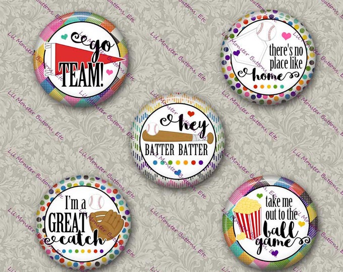 Set of 5 Buttons - Batter Batter - PLEASE READ DESCRIPTION