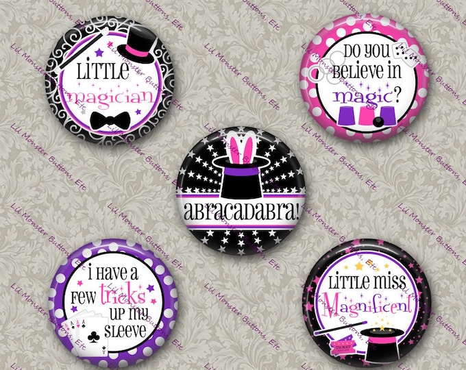 Set of 5 Buttons - Little Magician - Please Read Description