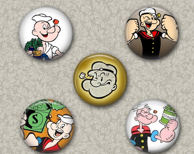 Set of 5 Buttons - Popeye 3 -  Please Read Description
