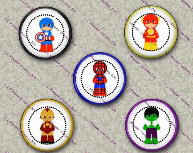 Set of 5 Buttons - Toddler Superhero 2- Please Read Description