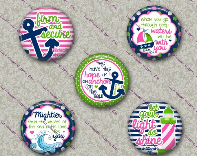 Set of 5 Buttons - Hope Anchor - Please Read Description