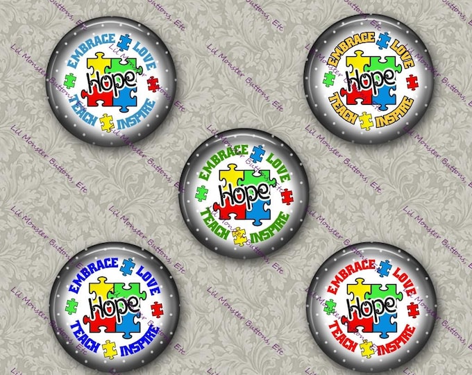 Set of 5 Buttons - Autism Inspire 1 - PLEASE READ DESCRIPTION