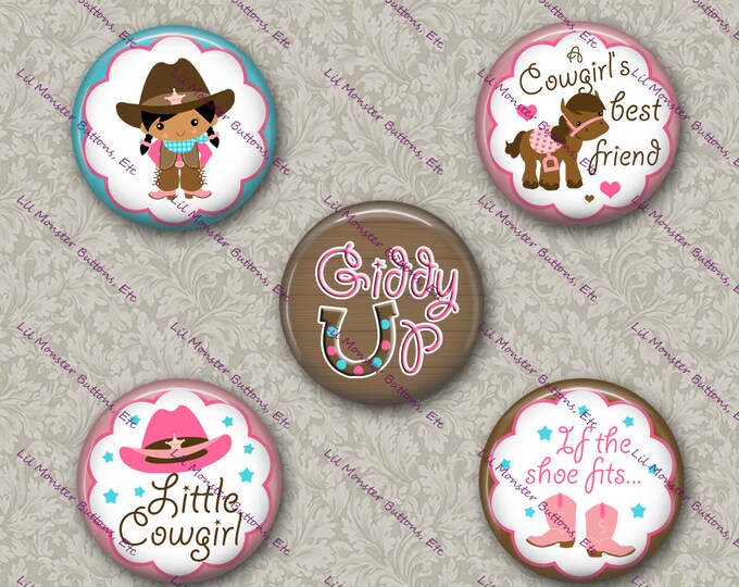 Set of 5 Buttons - Little Cowgirl- PLEASE READ DESCRIPTION