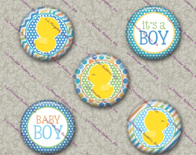 Set of 5 Buttons - Baby Boy Duck- Please Read Description