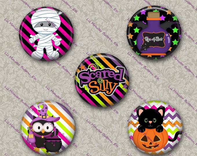 Set of 5 Buttons - Halloween Party 2 -Please Read Description