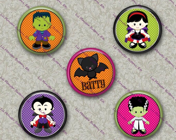 Set of 5 Buttons - Batty - PLEASE READ DESCRIPTION