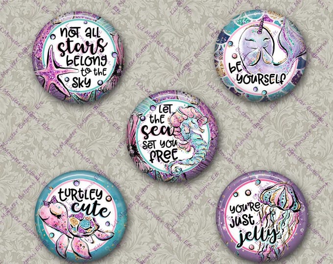 Set of 5 Buttons - Turtley Cute - PLEASE READ DESCRIPTION