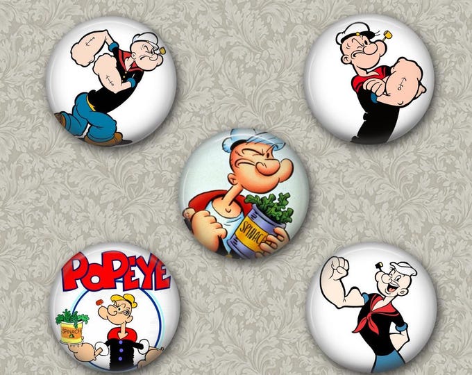 Set of 5 Buttons - Popeye 2 - PLEASE READ DESCRIPTION