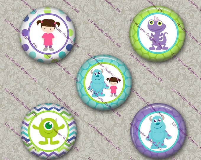 Set of 5 Buttons - Monster- PLEASE READ DESCRIPTION