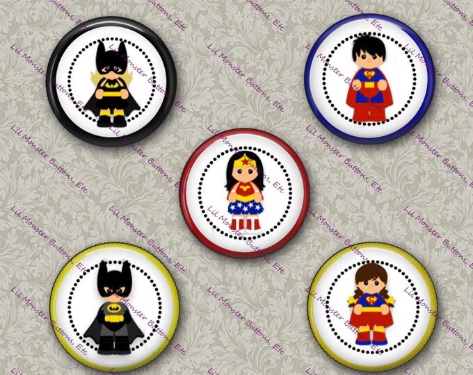 Set of 5 Buttons - Toddler Superhero 1- Please Read Description