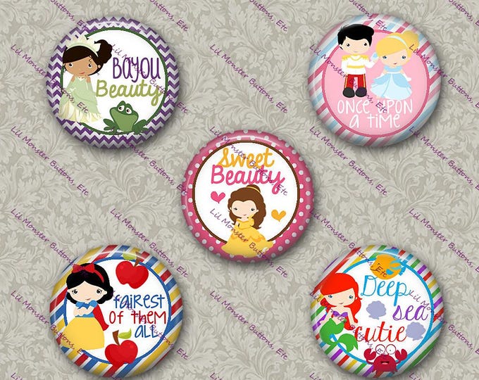 Set of 5 Buttons - Princess Beauty - Please Read Description