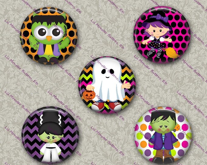 Set of 5 Buttons - Halloween Party 1- Please Read Description