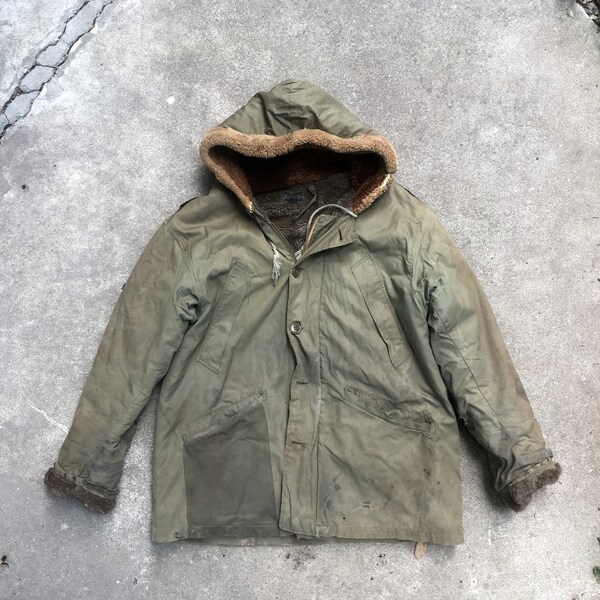 Vintage Mens 1940s 1944 WWII Air Air Force USAAF B-11 Green Flight Jacket PARKA Coat Size Medium 40 Military World War 2