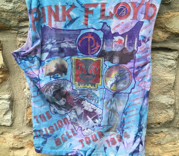 Vintage 1990s PINK FLOYD Division Bell 1994 Tie Dye All Over Print