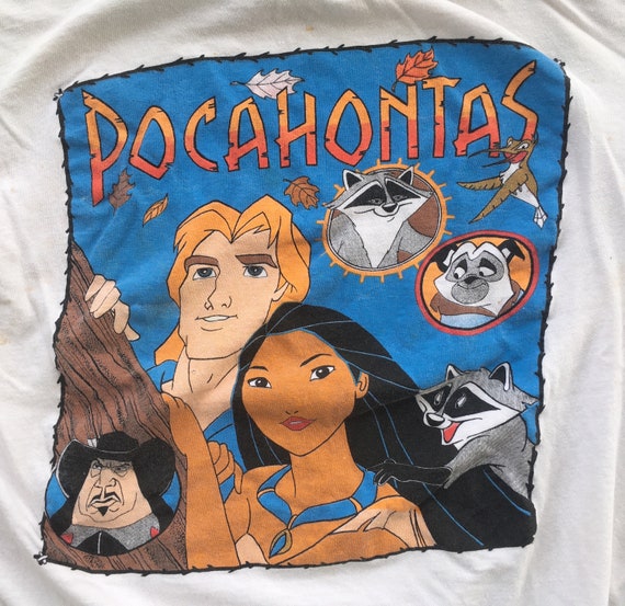 Vintage 1990s POCAHONTAS Walt Disney All Over Print White Crewneck